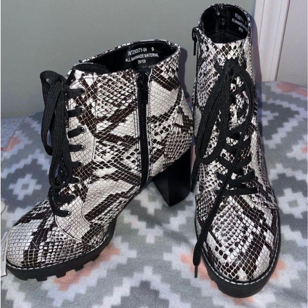 heeled snakeskin boots
